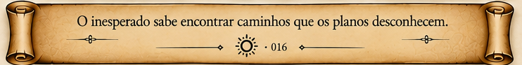 O inesperado sabe encontrar caminhos que os planos desconhecem.